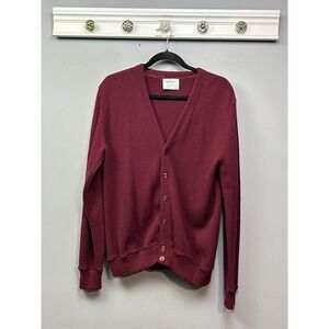 Vintage Arrow Cavalier Sweater Mens Medium Burgundy Cardigan Orlon Acrylic 60s